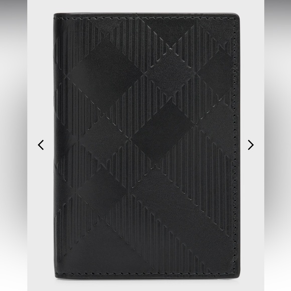 Burberry Men's Embossed Check Leather Bifold Card Holder - Picture 1 of 11